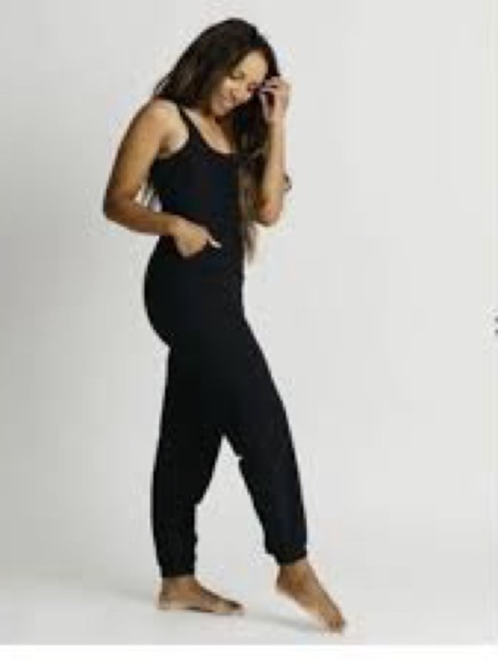ZYIA Active Hermosa Black Tank Jumpsuit with Jogger with Side Pockets